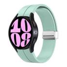 For Samsung Galaxy Watch 6 / 6 Classic Magnetic Folding Silver Buckle Silicone Watch Band, Size:Small Size(Teal) - 1
