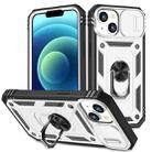 For iPhone 15 Plus Sliding Camshield Holder Phone Case(White+Black) - 1