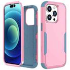 For iPhone 15 Pro Commuter Shockproof TPU + PC Phone Case(Pink+Grey Green) - 1