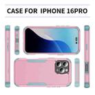 For iPhone 16 Pro Commuter Shockproof TPU + PC Phone Case(Pink+Grey Green) - 3