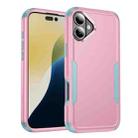 For iPhone 16 Plus Commuter Shockproof TPU + PC Phone Case(Pink+Grey Green) - 1