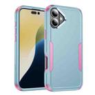 For iPhone 16 Plus Commuter Shockproof TPU + PC Phone Case(Grey Green+Pink) - 1