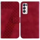 For OPPO Find X3 Neo/Reno5 Pro+ 5G Seven-shaped Embossed Leather Phone Case(Red) - 1