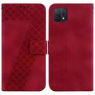 For OPPO A16K 7-shaped Embossed Leather Phone Case(Red) - 1