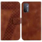 For OPPO A74 5G/A93 5G/A54 5G 7-shaped Embossed Leather Phone Case(Brown) - 1