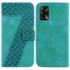 For OPPO A74 4G/F19 4G Seven-shaped Embossed Leather Phone Case(Green) - 1