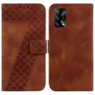 For OPPO A74 4G/F19 4G 7-shaped Embossed Leather Phone Case(Brown) - 1