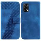 For OPPO A74 4G/F19 4G 7-shaped Embossed Leather Phone Case(Blue) - 1