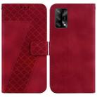 For OPPO A74 4G/F19 4G Seven-shaped Embossed Leather Phone Case(Red) - 1