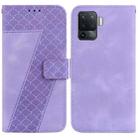For OPPO A94 4G/F19 Pro/Reno5 F 7-shaped Embossed Leather Phone Case(Purple) - 1