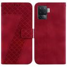 For OPPO A94 4G/F19 Pro/Reno5 F 7-shaped Embossed Leather Phone Case(Red) - 1