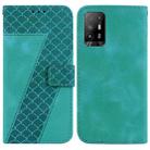 For OPPO A94 5G/F19 Pro+ 5G/Reno5 Z Seven-shaped Embossed Leather Phone Case(Green) - 1