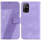 For OPPO A94 5G/F19 Pro+ 5G/Reno5 Z 7-shaped Embossed Leather Phone Case(Purple) - 1