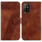 For OPPO A94 5G/F19 Pro+ 5G/Reno5 Z 7-shaped Embossed Leather Phone Case(Brown) - 1