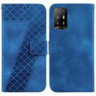 For OPPO A94 5G/F19 Pro+ 5G/Reno5 Z 7-shaped Embossed Leather Phone Case(Blue) - 1