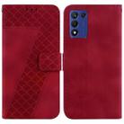 For OPPO K9s 5G 7-shaped Embossed Leather Phone Case(Red) - 1