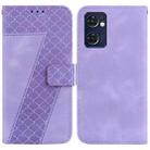 For OPPO Reno7 5G Global / Taiwan 7-shaped Embossed Leather Phone Case(Purple) - 1