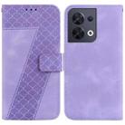 For OPPO Reno8 5G 7-shaped Embossed Leather Phone Case(Purple) - 1