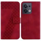 For OPPO Reno8 5G 7-shaped Embossed Leather Phone Case(Red) - 1