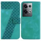 For OPPO Reno8 Pro 5G 7-shaped Embossed Leather Phone Case(Green) - 1