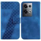 For OPPO Reno8 Pro 5G 7-shaped Embossed Leather Phone Case(Blue) - 1