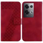 For OPPO Reno8 Pro 5G 7-shaped Embossed Leather Phone Case(Red) - 1