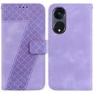 For OPPO Reno8 T 5G/A1 Pro 5G 7-shaped Embossed Leather Phone Case(Purple) - 1