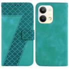 For OPPO Reno9 Pro 7-shaped Embossed Leather Phone Case(Green) - 1