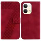 For OPPO Reno9 Pro 7-shaped Embossed Leather Phone Case(Red) - 1