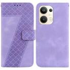 For OPPO Reno9 Pro+ 7-shaped Embossed Leather Phone Case(Purple) - 1