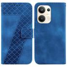 For OPPO Reno9 Pro+ 7-shaped Embossed Leather Phone Case(Blue) - 1