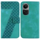 For OPPO Reno10 5G / Reno10 Pro Global 7-shaped Embossed Leather Phone Case(Green) - 1