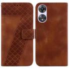 For OPPO A58 4G 7-shaped Embossed Leather Phone Case(Brown) - 1