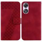 For OPPO A58 4G Seven-shaped Embossed Leather Phone Case(Red) - 1