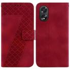 For OPPO A38 4G / A18 7-shaped Embossed Leather Phone Case(Red) - 1