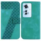 For OPPO Reno11 F Global 7-shaped Embossed Leather Phone Case(Green) - 1