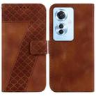 For OPPO Reno11 F Global Seven-shaped Embossed Leather Phone Case(Brown) - 1