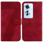 For OPPO Reno11 F Global 7-shaped Embossed Leather Phone Case(Red) - 1