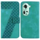 For OPPO Reno11 Global Seven-shaped Embossed Leather Phone Case(Green) - 1