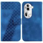 For OPPO Reno 11 Pro 5G Global Seven-shaped Embossed Leather Phone Case(Blue) - 1