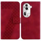 For OPPO Reno 11 Pro 5G Global 7-shaped Embossed Leather Phone Case(Red) - 1