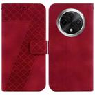 For OPPO A3 Pro 5G Seven-shaped Embossed Leather Phone Case(Red) - 1