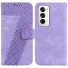 For OPPO Reno12 5G Global Seven-shaped Embossed Leather Phone Case(Purple) - 1