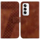 For OPPO Reno12 5G Global Seven-shaped Embossed Leather Phone Case(Brown) - 1