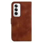 For OPPO Reno12 5G Global Seven-shaped Embossed Leather Phone Case(Brown) - 3