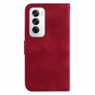 For OPPO Reno12 5G Global Seven-shaped Embossed Leather Phone Case(Red) - 3