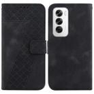 For OPPO Reno12 5G Global Seven-shaped Embossed Leather Phone Case(Black) - 1