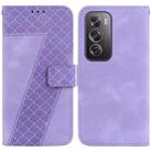 For OPPO Reno12 Pro 5G Global 7-shaped Embossed Leather Phone Case(Purple) - 1