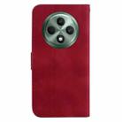 For OPPO Reno12 F 5G Seven-shaped Embossed Leather Phone Case(Red) - 3