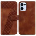 For OPPO Reno13 Global Seven-shaped Embossed Leather Phone Case(Brown) - 1